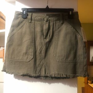 Olive green denim skirt